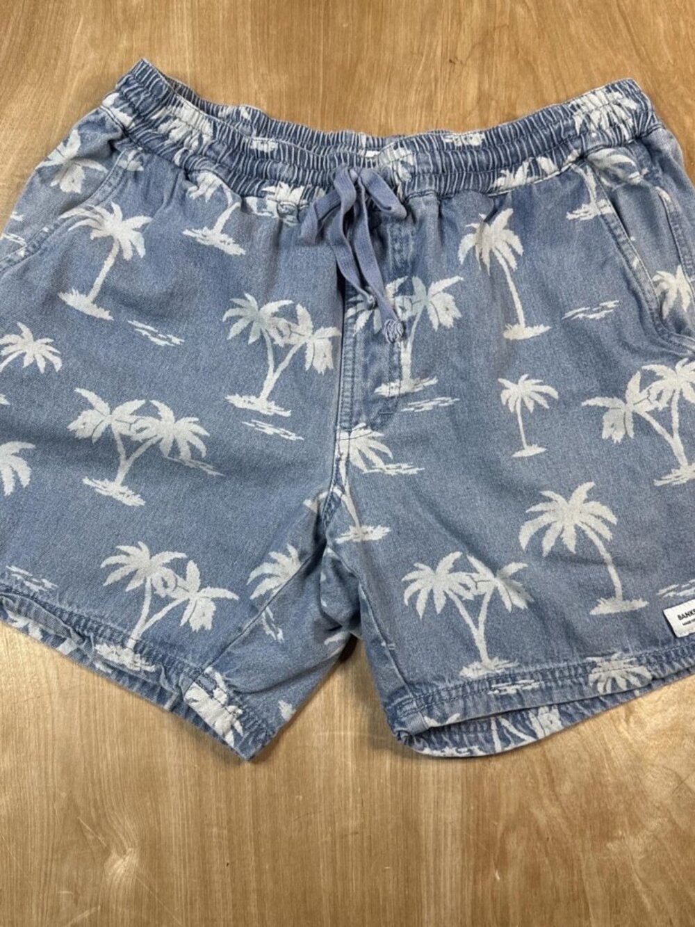 Banks Journal Men's 100% Cotton Blue with Palm Trees Swim Board Shorts Size 32